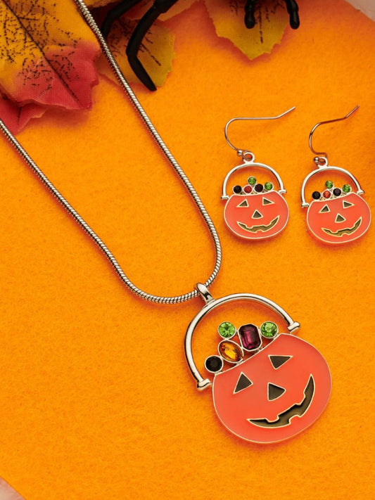 Halloween Themed Dangle Earrings and Necklace Set