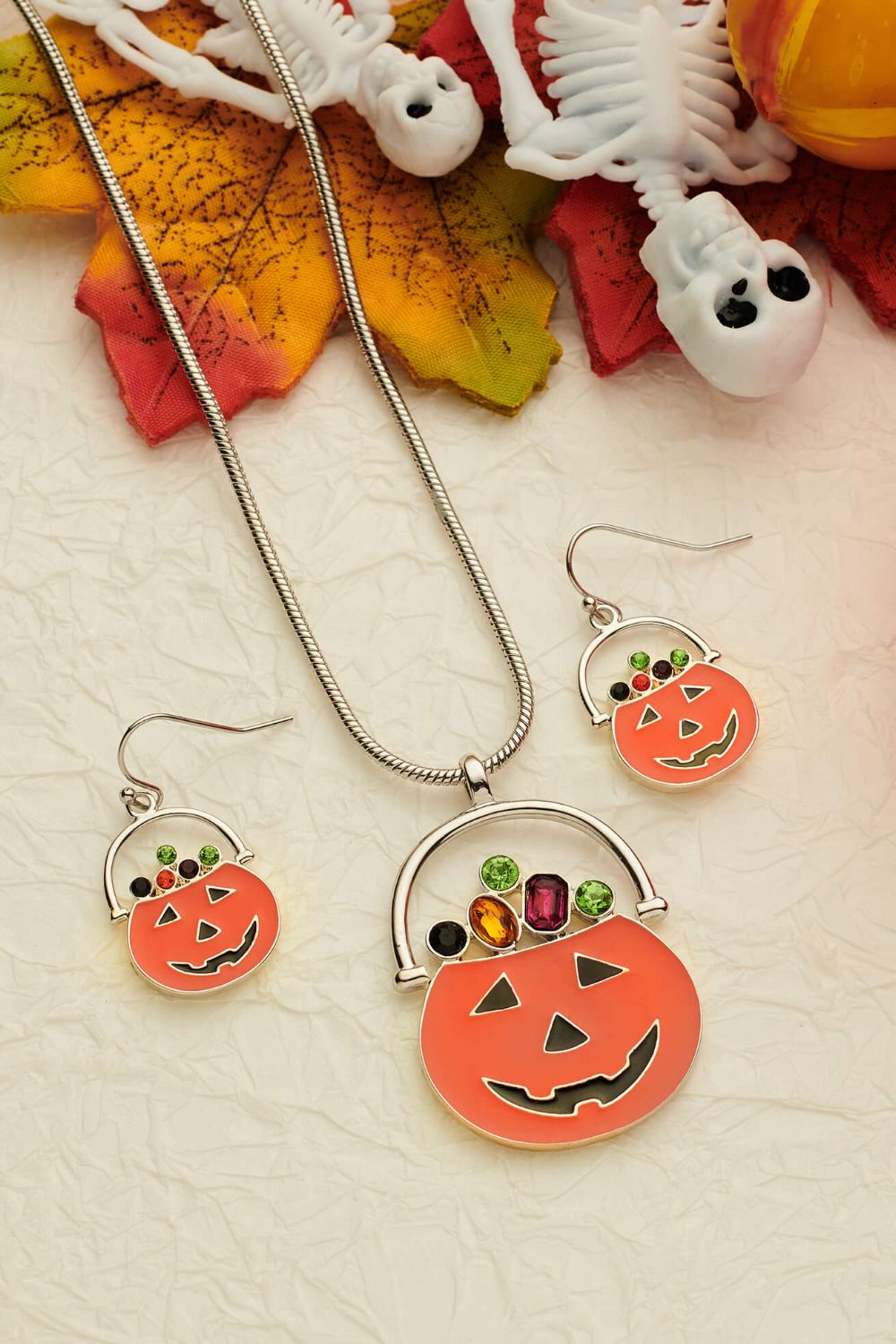 Halloween Themed Dangle Earrings and Necklace Set